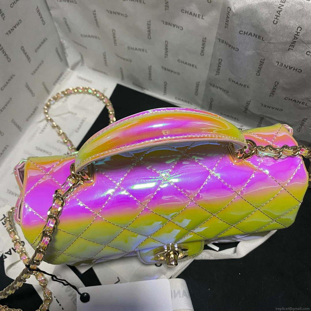 Chanel AS2431 Mini flap Fantasy Mirror Calfskin & Gold-Tone Metal Pink