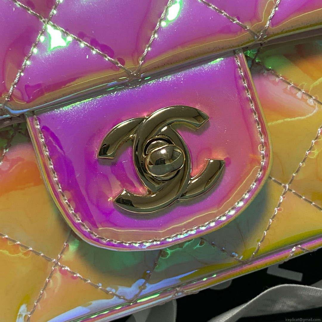 Chanel AS2431 Mini flap Fantasy Mirror Calfskin & Gold-Tone Metal Pink