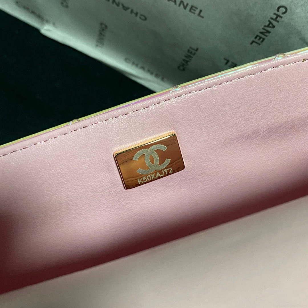 Chanel AS2431 Mini flap Fantasy Mirror Calfskin & Gold-Tone Metal Pink