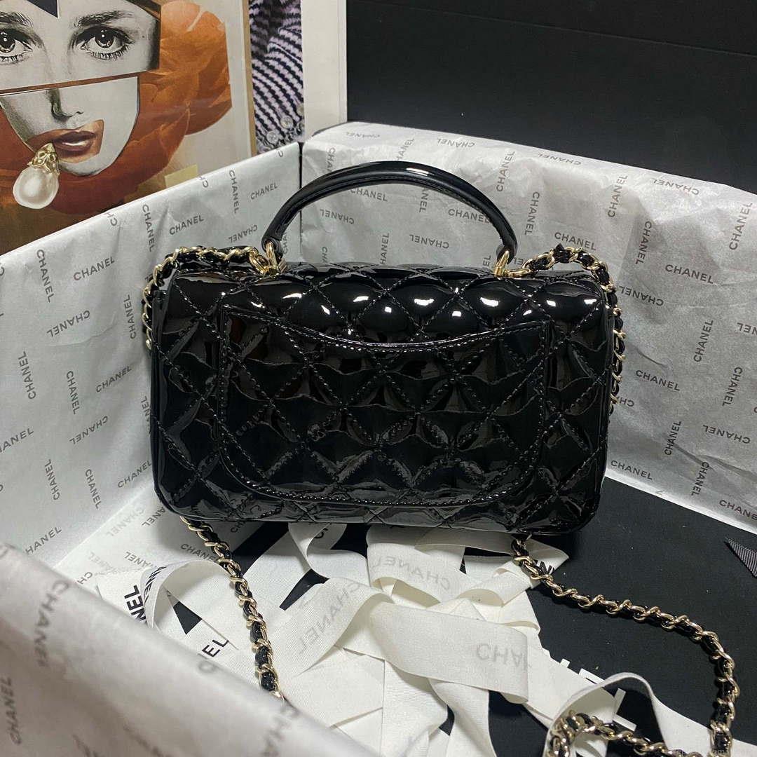 Chanel AS2431 Mini flap Mirror Calfskin & Gold-Tone Metal Black