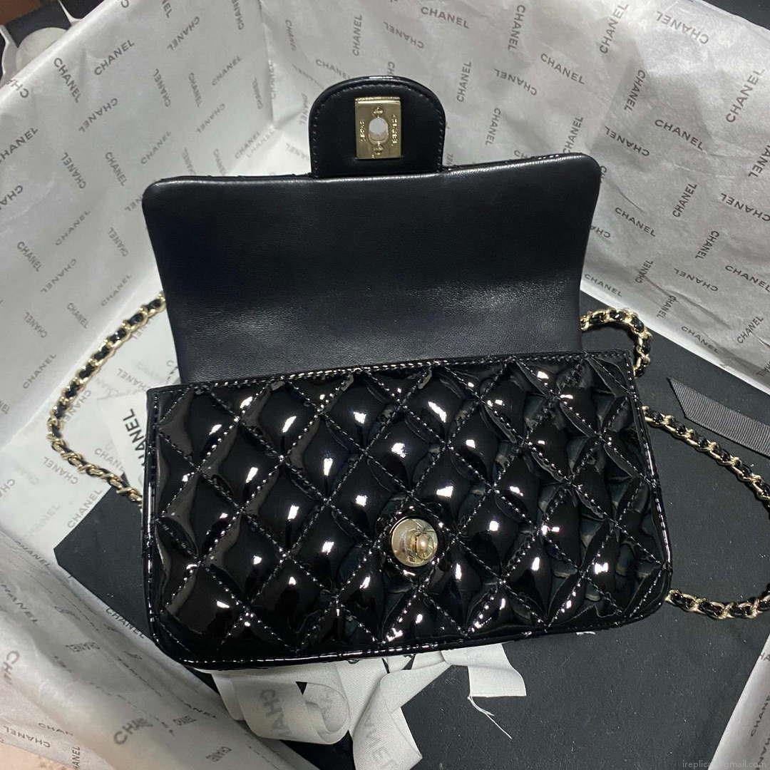 Chanel AS2431 Mini flap Mirror Calfskin & Gold-Tone Metal Black