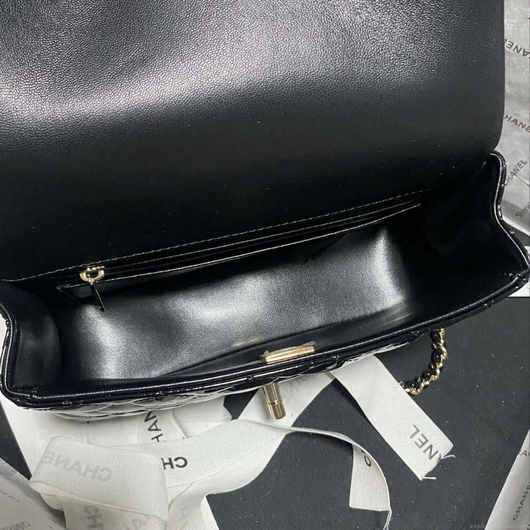 Chanel AS2431 Mini flap Mirror Calfskin & Gold-Tone Metal Black