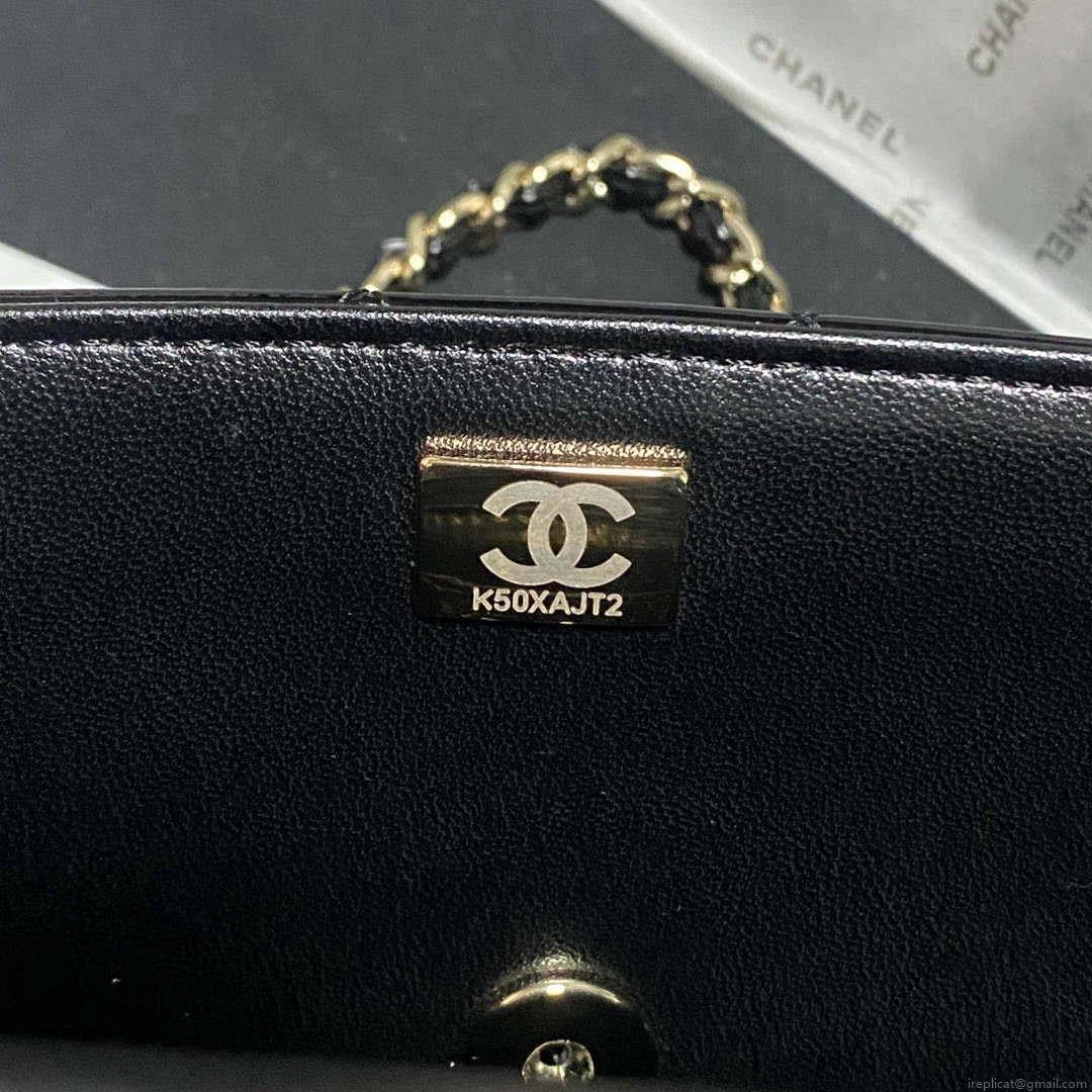Chanel AS2431 Mini flap Mirror Calfskin & Gold-Tone Metal Black