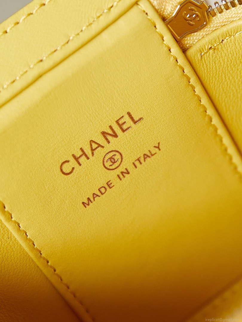 Chanel AP3805 Mini Clutch Lambskin Vanity Box bag With Pearl handle Yellow