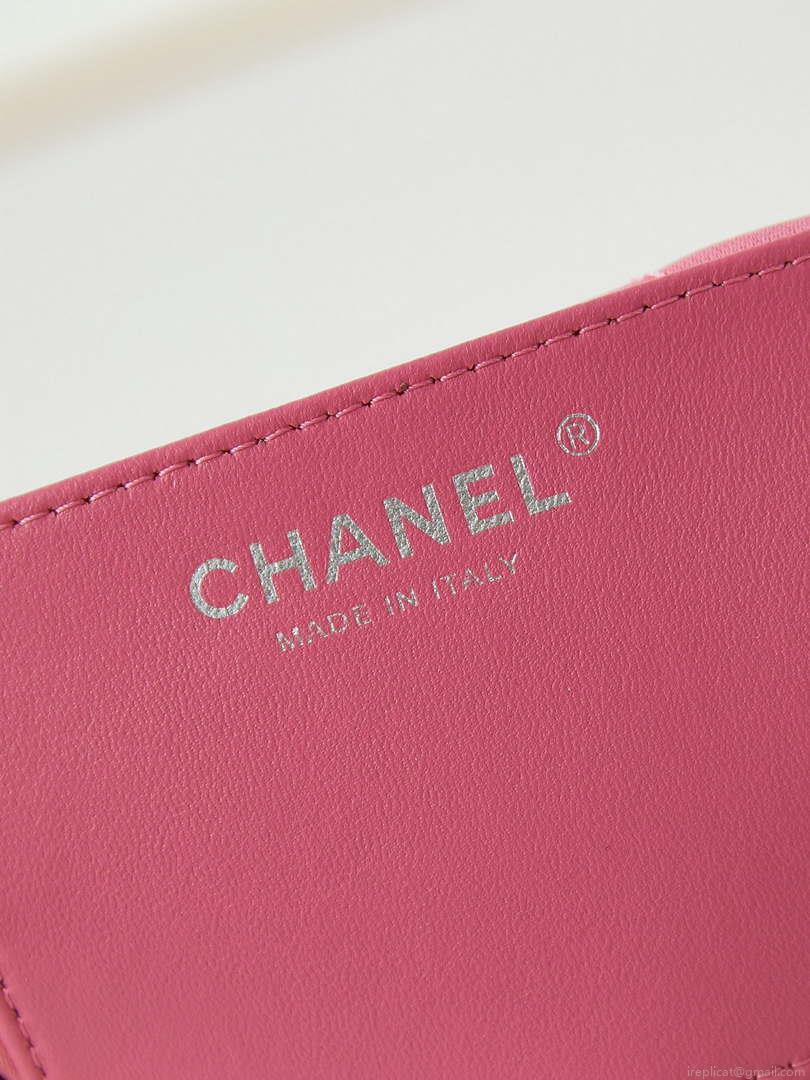 Chanel 22 Mini Handbag Patent Gradient Calfskin Lacquered Metal AS3980 White & Light Pink