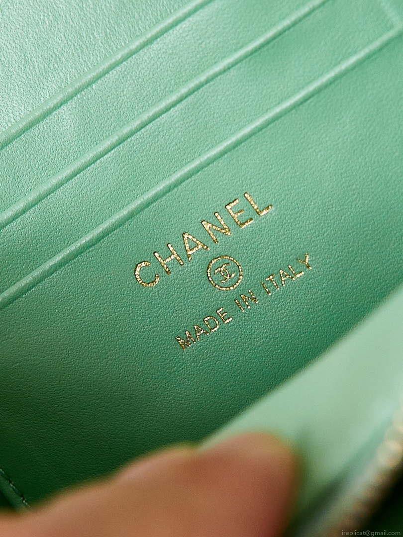 Chanel AP3784 Clutch With Chain Lambskin Vanity Box bag with Enamel buckle AP3231 Green