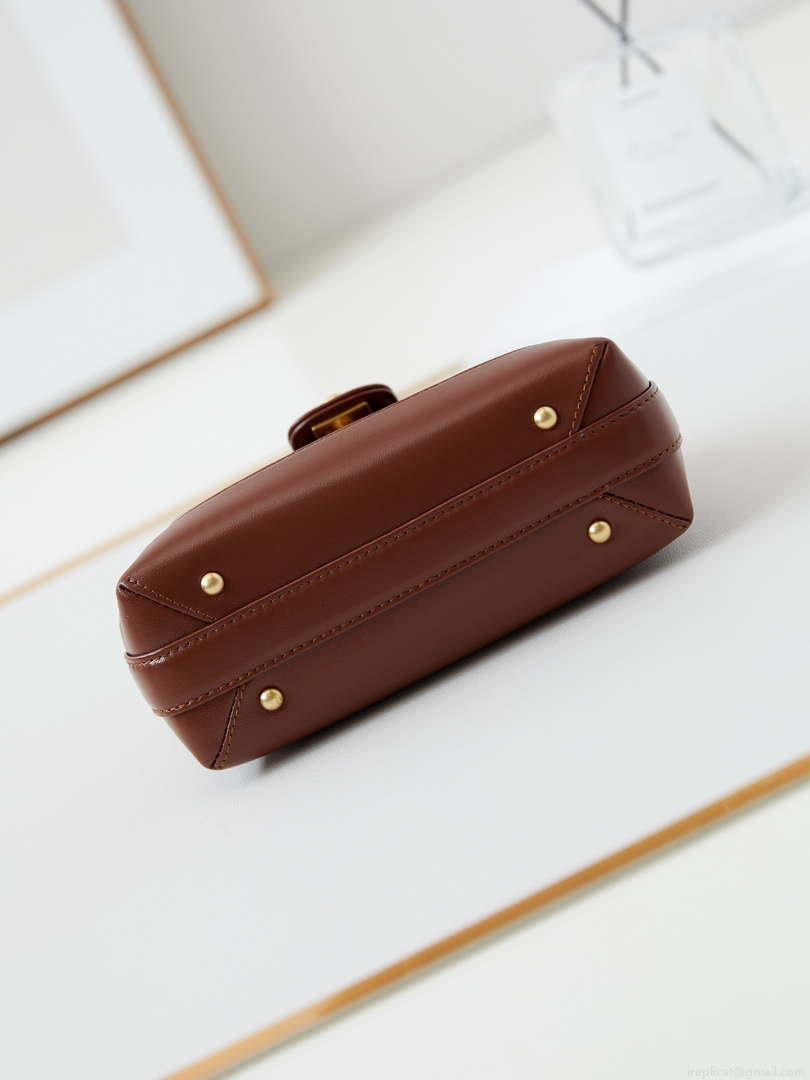 Chanel AS4958 Mini Flap bag With top handle Shiny Lambskin & Gold-Tone Metal Brown