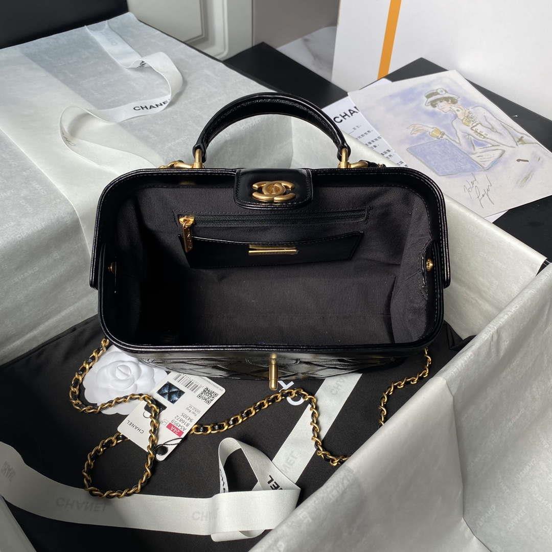 Chanel AS4959 Flap bag With top handle Shiny Lambskin & Gold-Tone Metal Black