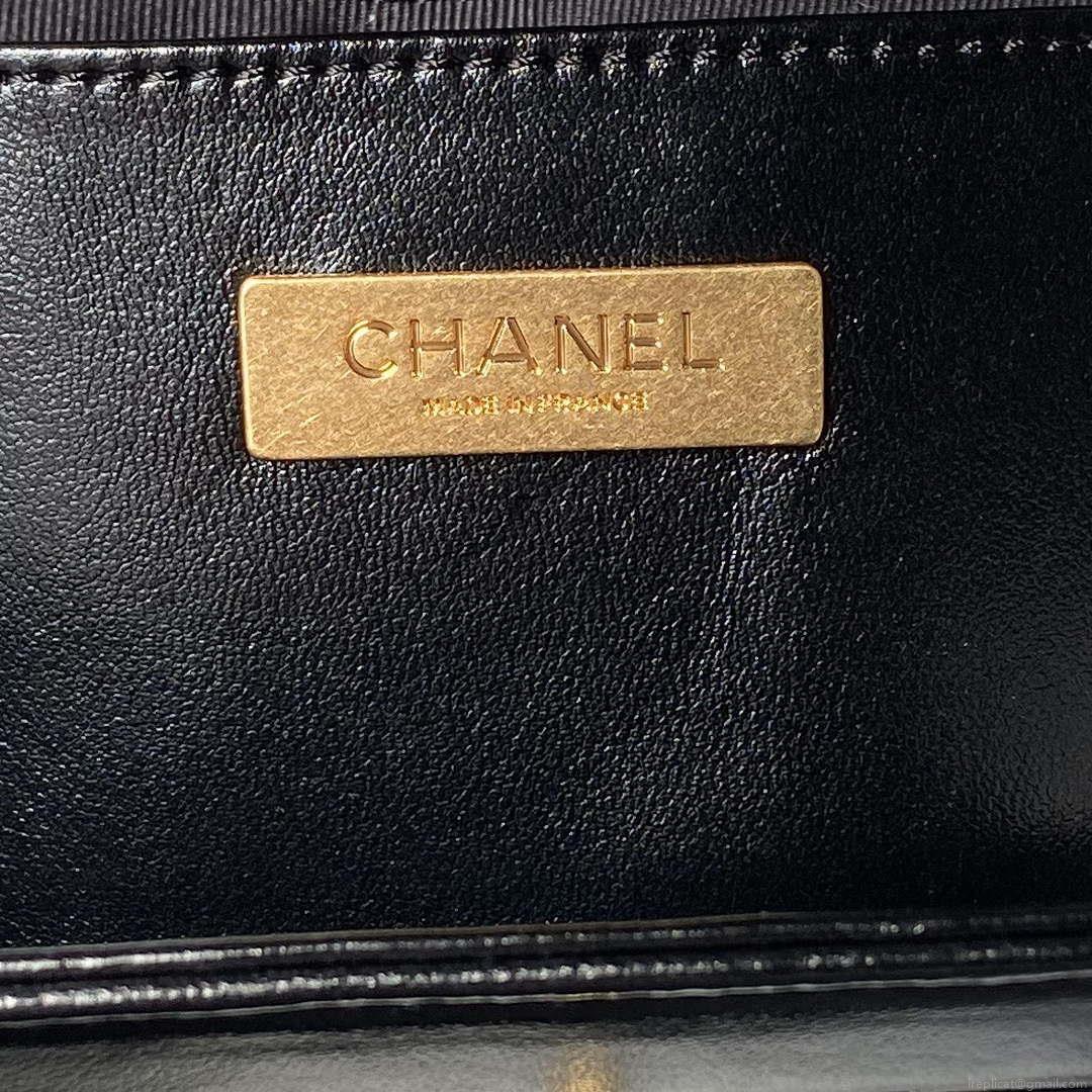 Chanel AS4959 Flap bag With top handle Shiny Lambskin & Gold-Tone Metal Black