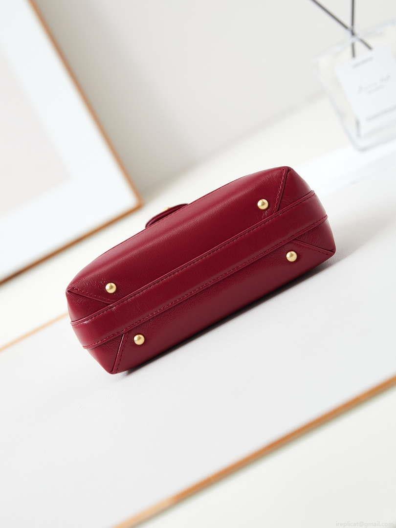Chanel AS4958 Mini Flap bag With top handle Shiny Lambskin & Gold-Tone Metal Red