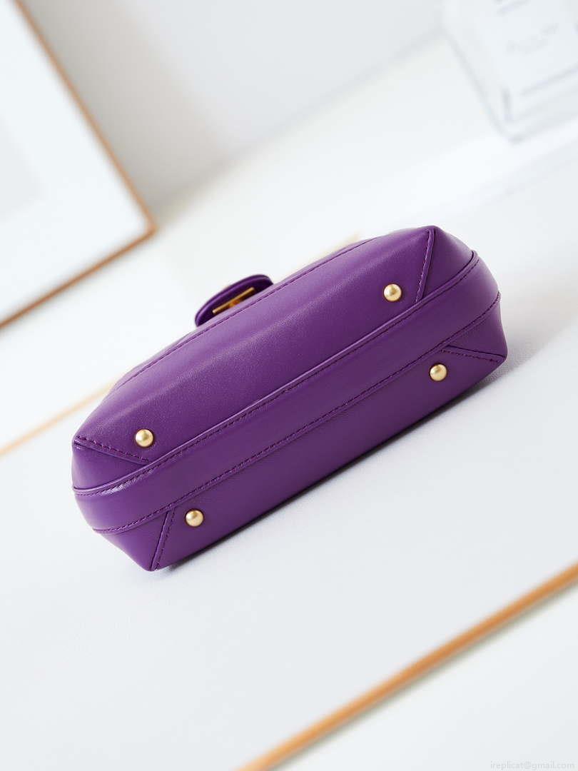 Chanel AS4958 Mini Flap bag With top handle Shiny Lambskin & Gold-Tone Metal Purple