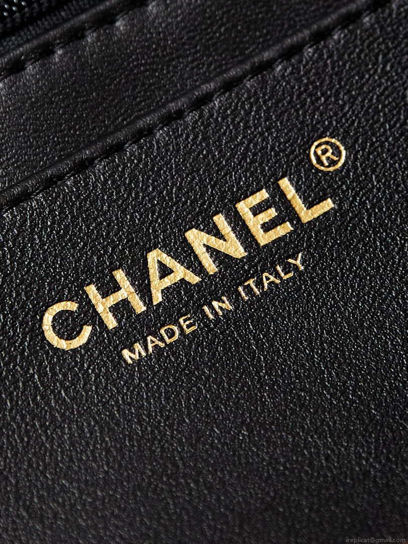 Chanel AS4842 Flap Printed Fabric & Gold Metal Black & Multicolour
