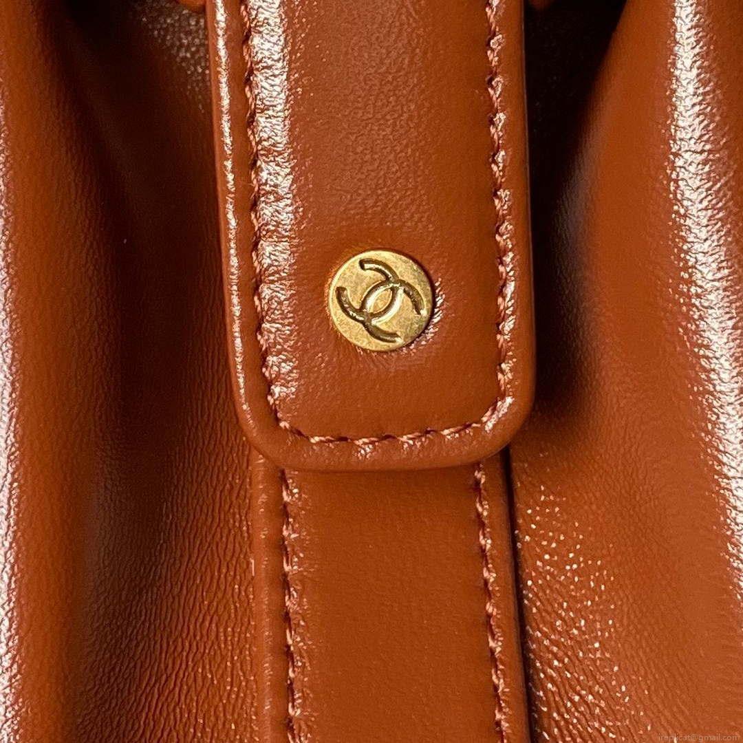 Chanel AS4959 Flap bag With top handle Shiny Lambskin & Gold-Tone Metal Brown