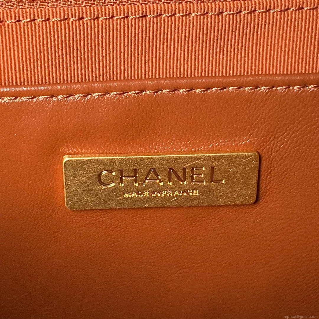 Chanel AS4959 Flap bag With top handle Shiny Lambskin & Gold-Tone Metal Brown