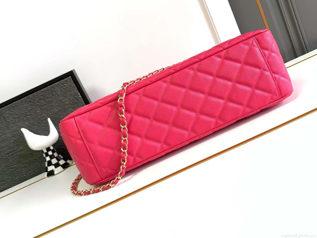 Chanel AS4661 Flap Bag CF Airport Calfskin & Gold-Tone Metal Rose Red