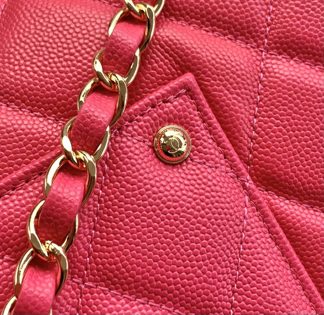 Chanel AS4661 Flap Bag CF Airport Calfskin & Gold-Tone Metal Rose Red
