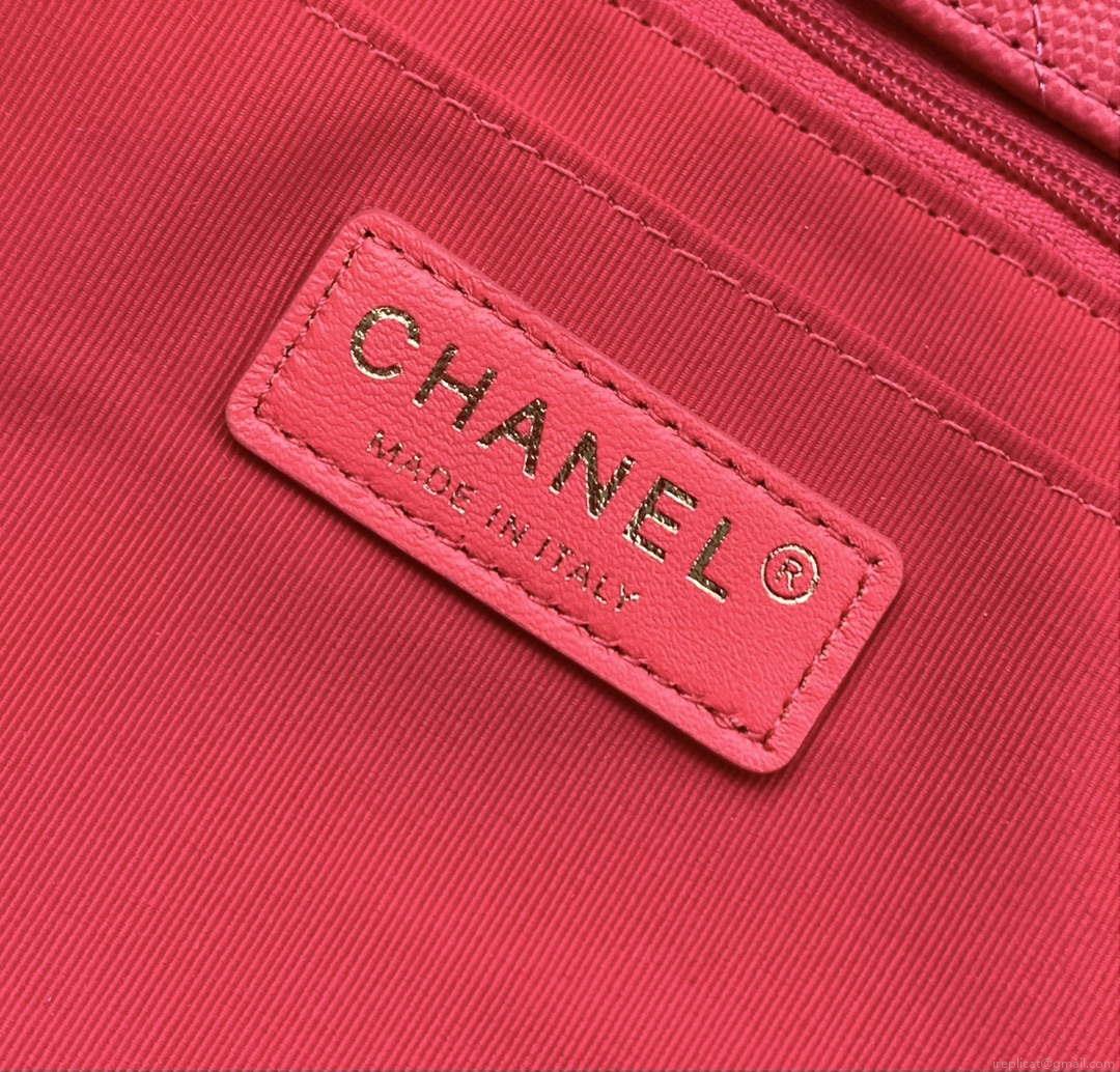 Chanel AS4661 Flap Bag CF Airport Calfskin & Gold-Tone Metal Rose Red