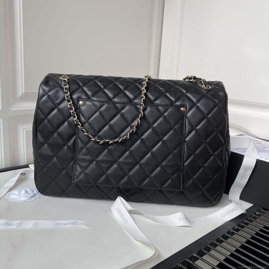 Chanel AS4661 Flap Bag CF Airport Calfskin & Gold-Tone Metal Black