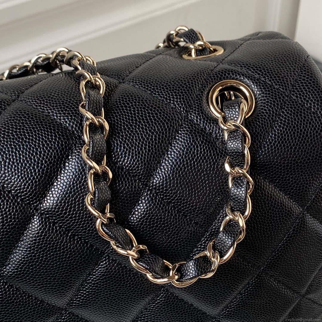 Chanel AS4661 Flap Bag CF Airport Calfskin & Gold-Tone Metal Black