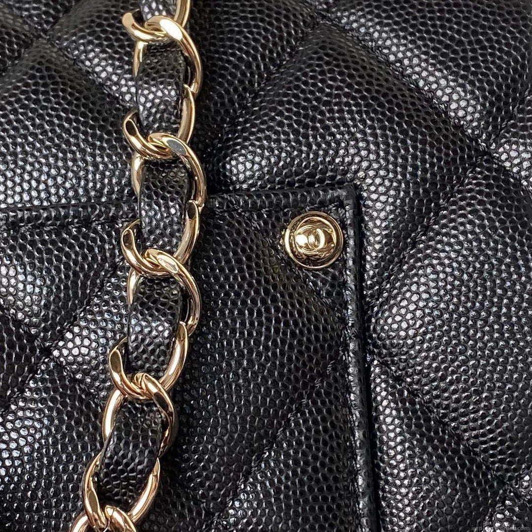 Chanel AS4661 Flap Bag CF Airport Calfskin & Gold-Tone Metal Black