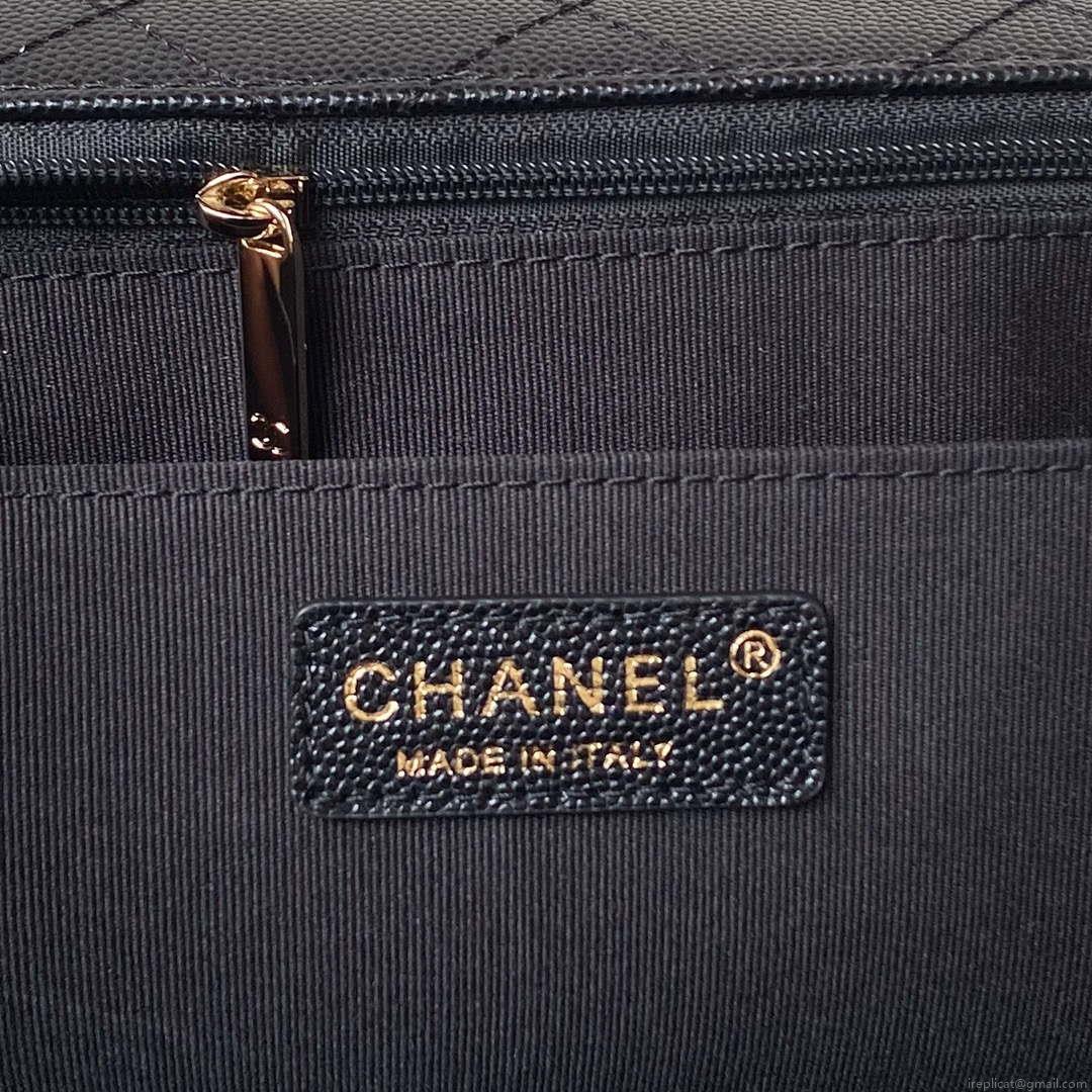 Chanel AS4661 Flap Bag CF Airport Calfskin & Gold-Tone Metal Black