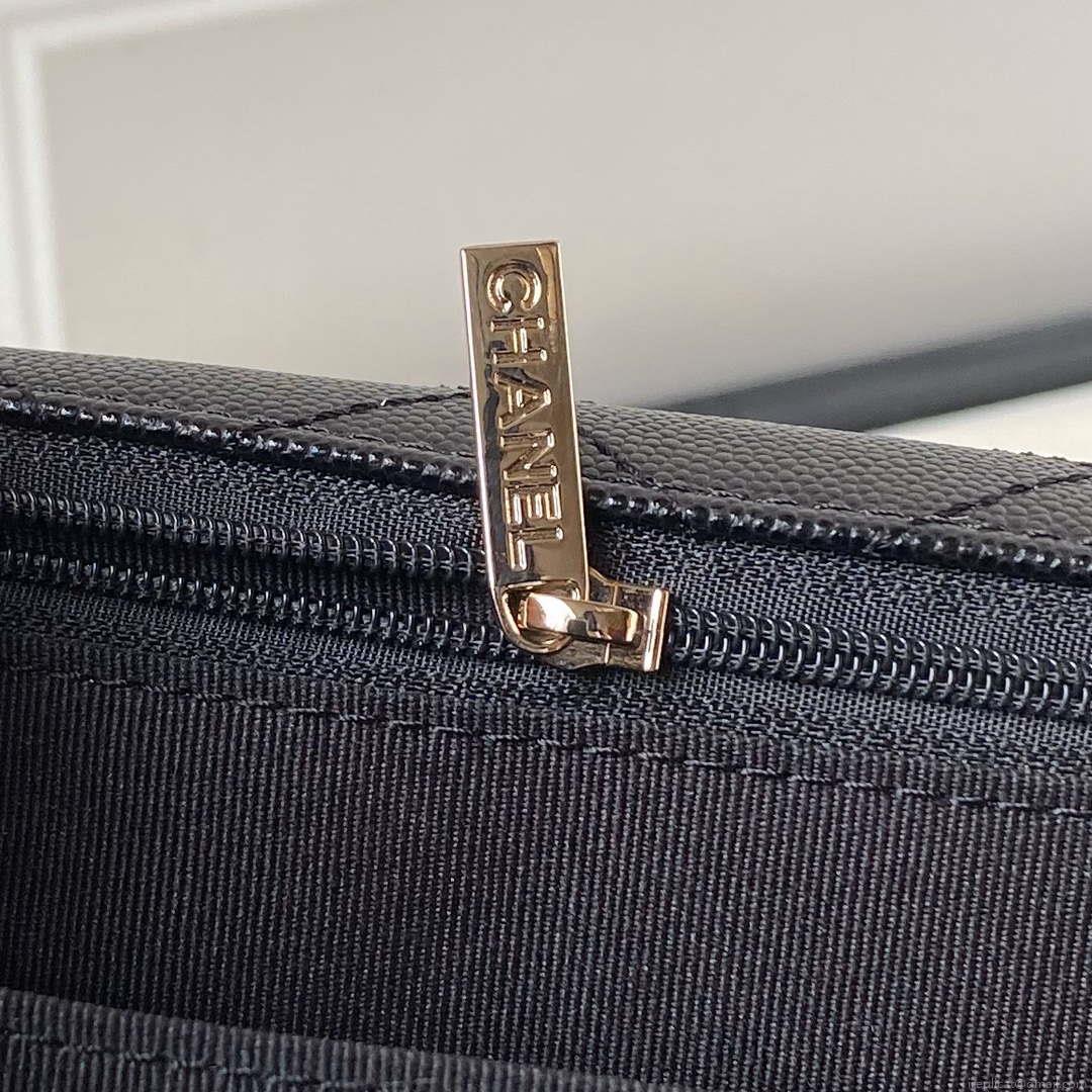 Chanel AS4661 Flap Bag CF Airport Calfskin & Gold-Tone Metal Black