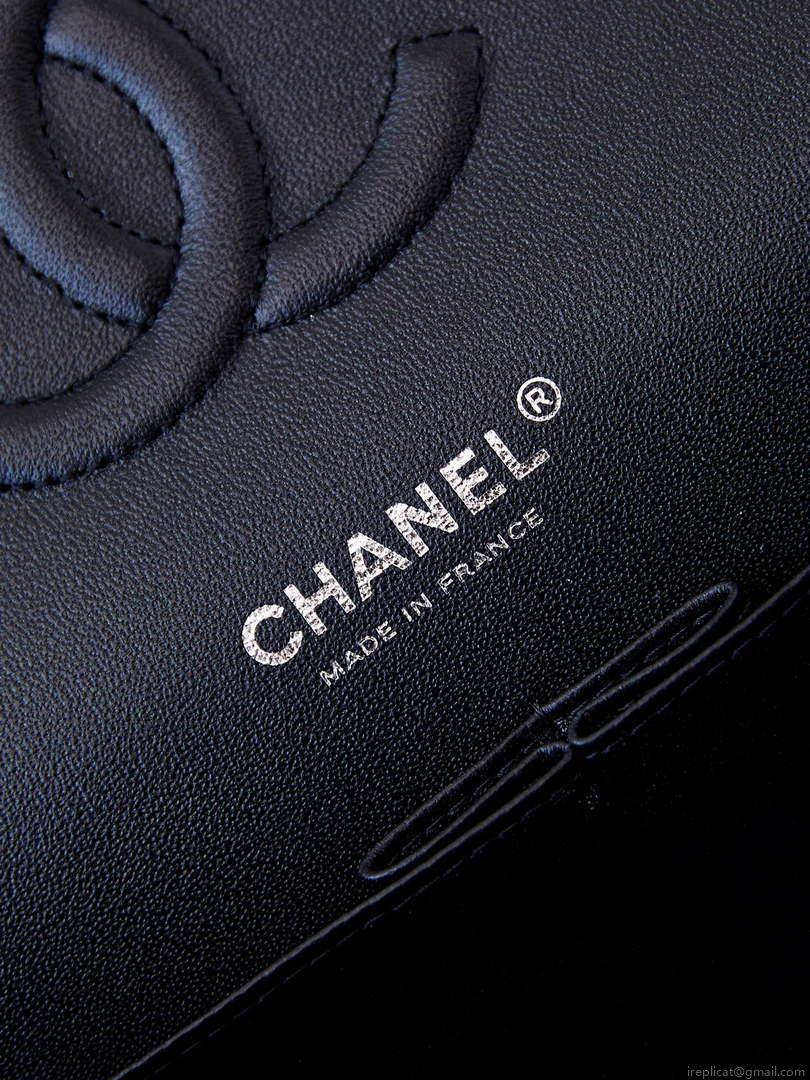 Chanel A01112 Flap White Fabric with Black Printed