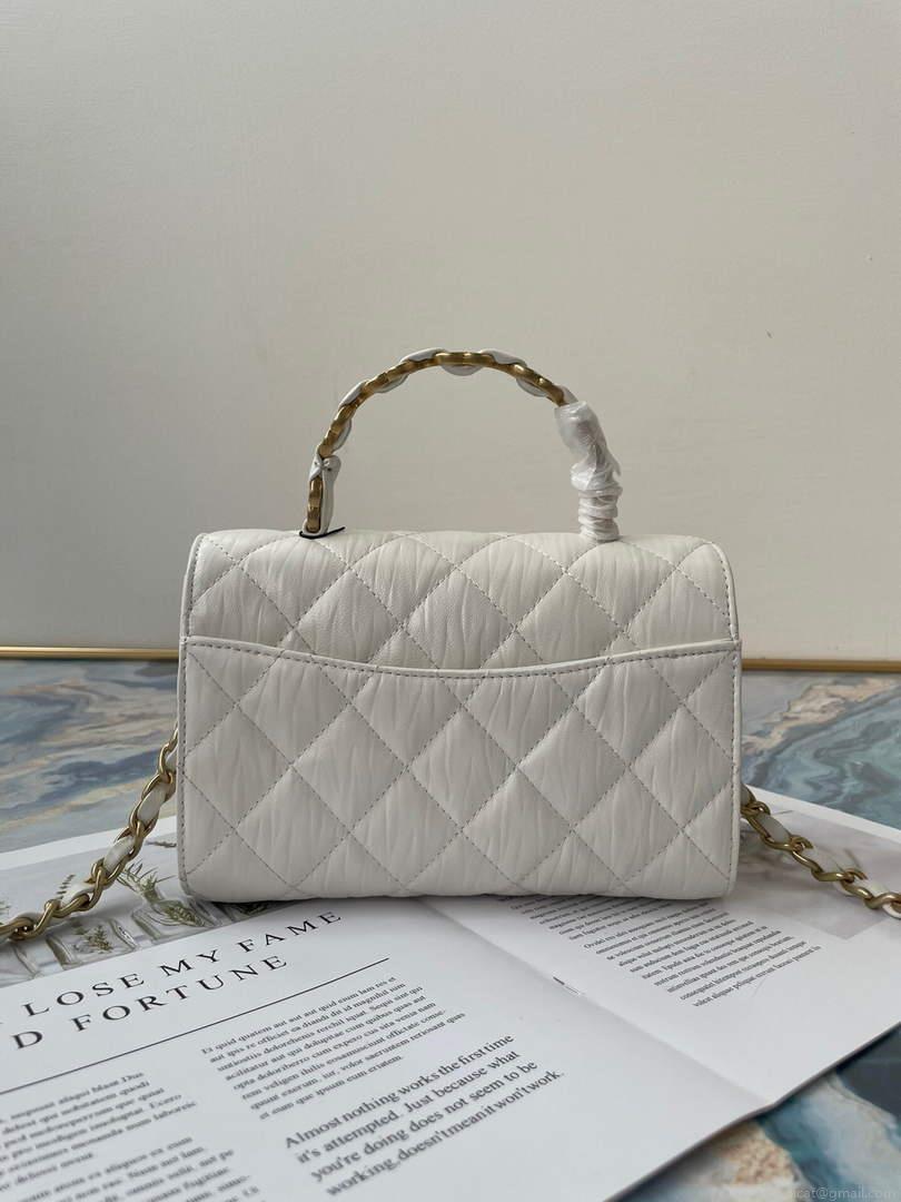 Chanel AS2477 Mini Flap CC Wrapped Bag with Top Handle White