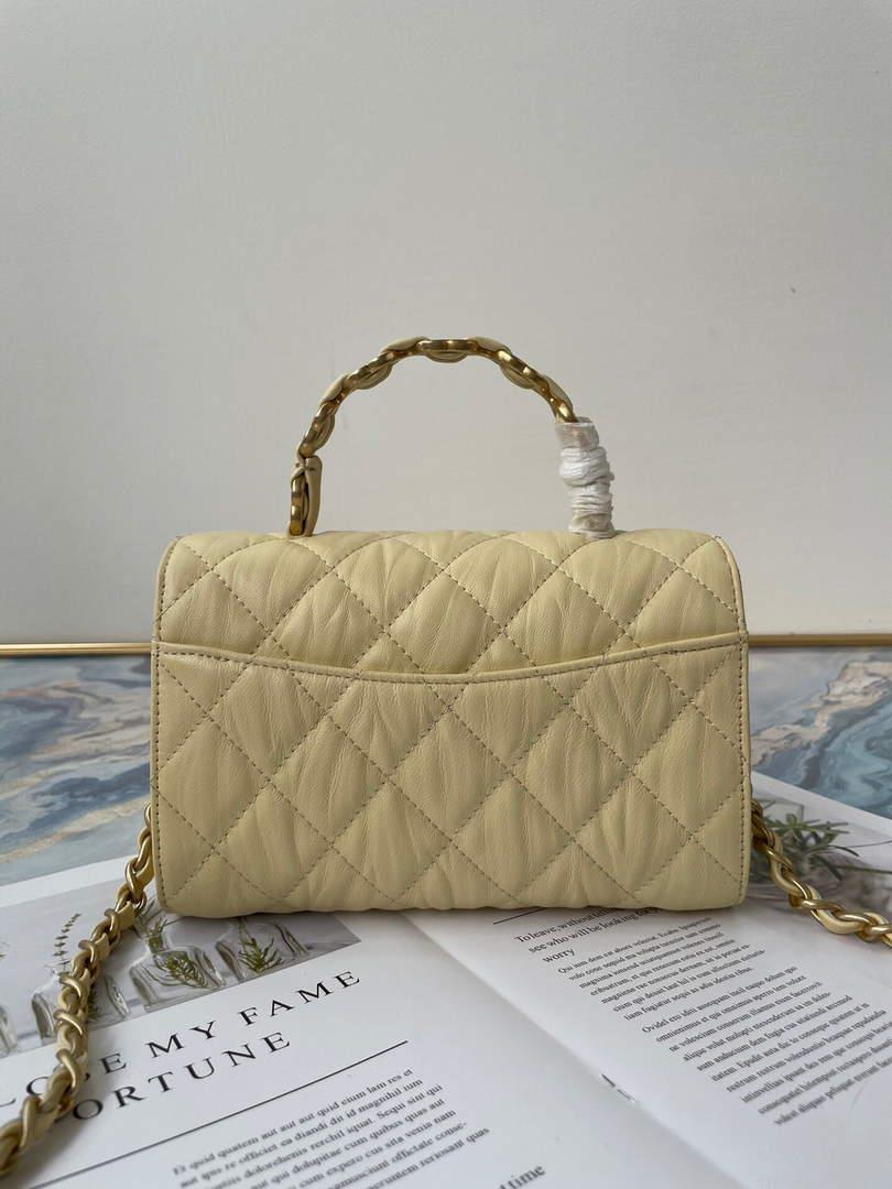 Chanel AS2477 Mini Flap CC Wrapped Bag with Top Handle Yellow