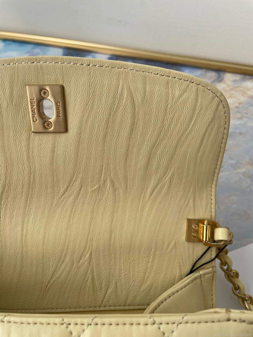 Chanel AS2477 Mini Flap CC Wrapped Bag with Top Handle Yellow