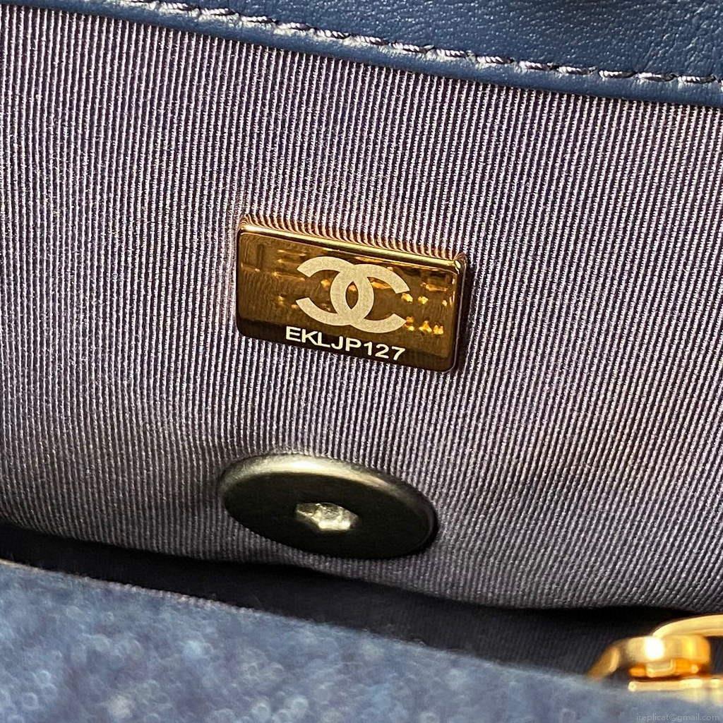 Chanel AS1160 Chanel 19 Handbag Lambskin Navy Blue