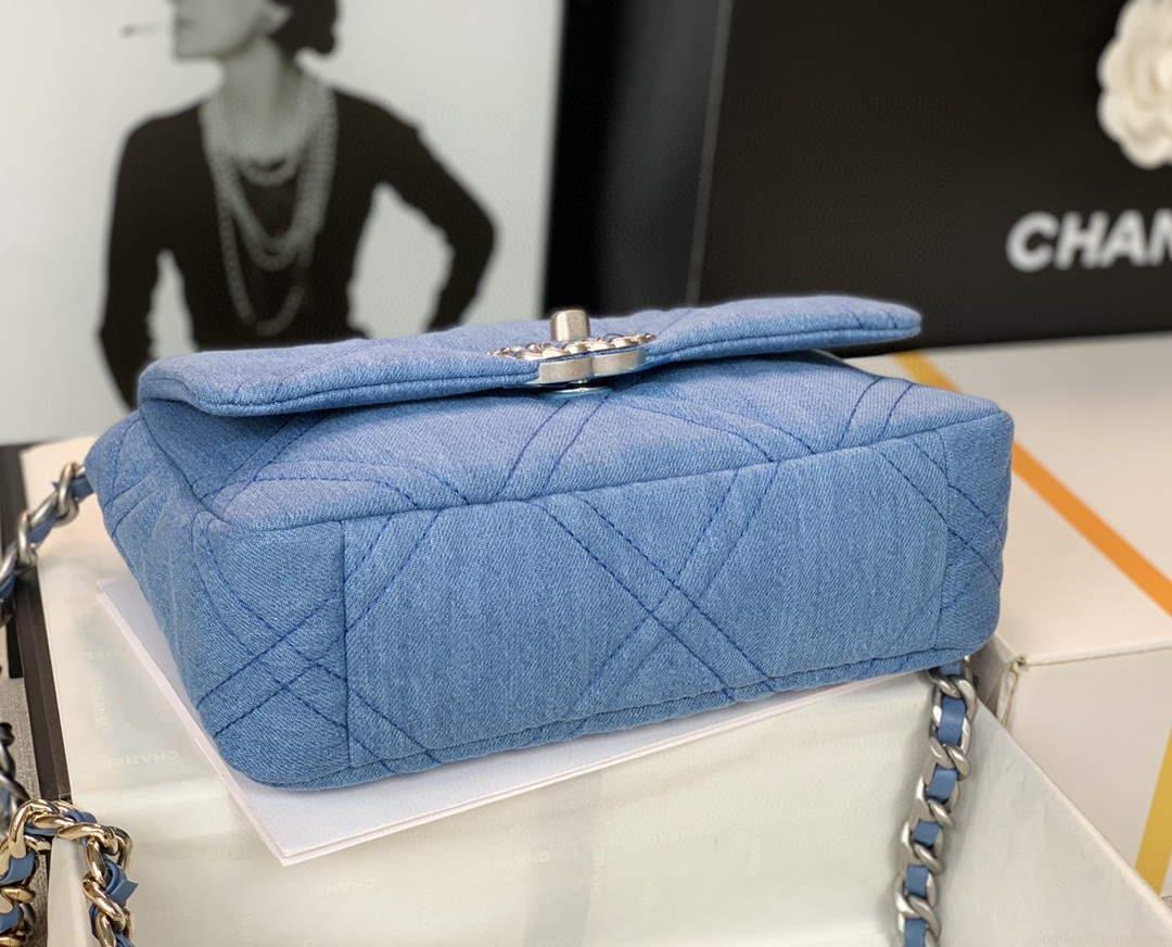 Chanel 19 Handbag Lambskin AS1160 Light Blue