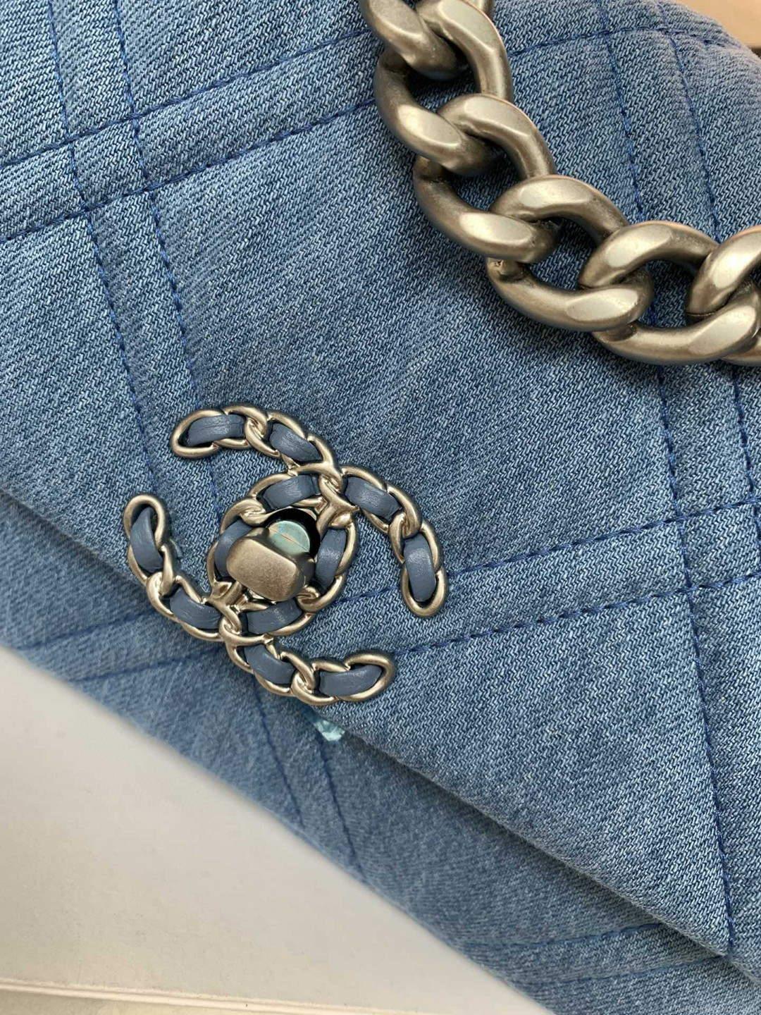 Chanel 19 Handbag Lambskin AS1160 Light Blue