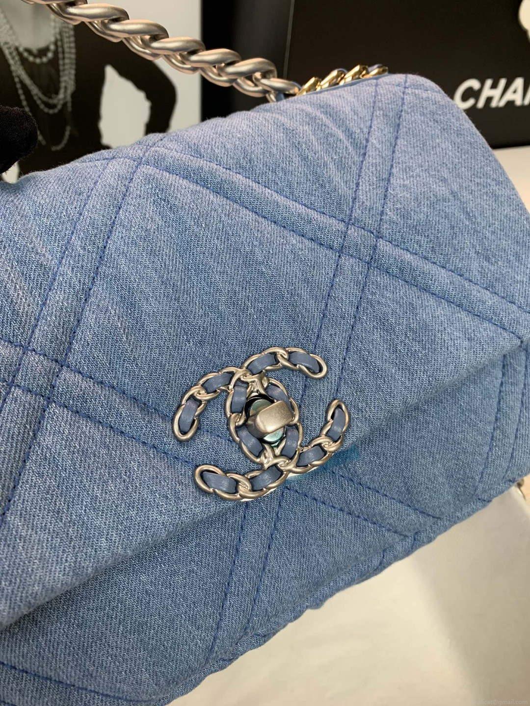 Chanel 19 Handbag Lambskin AS1160 Light Blue