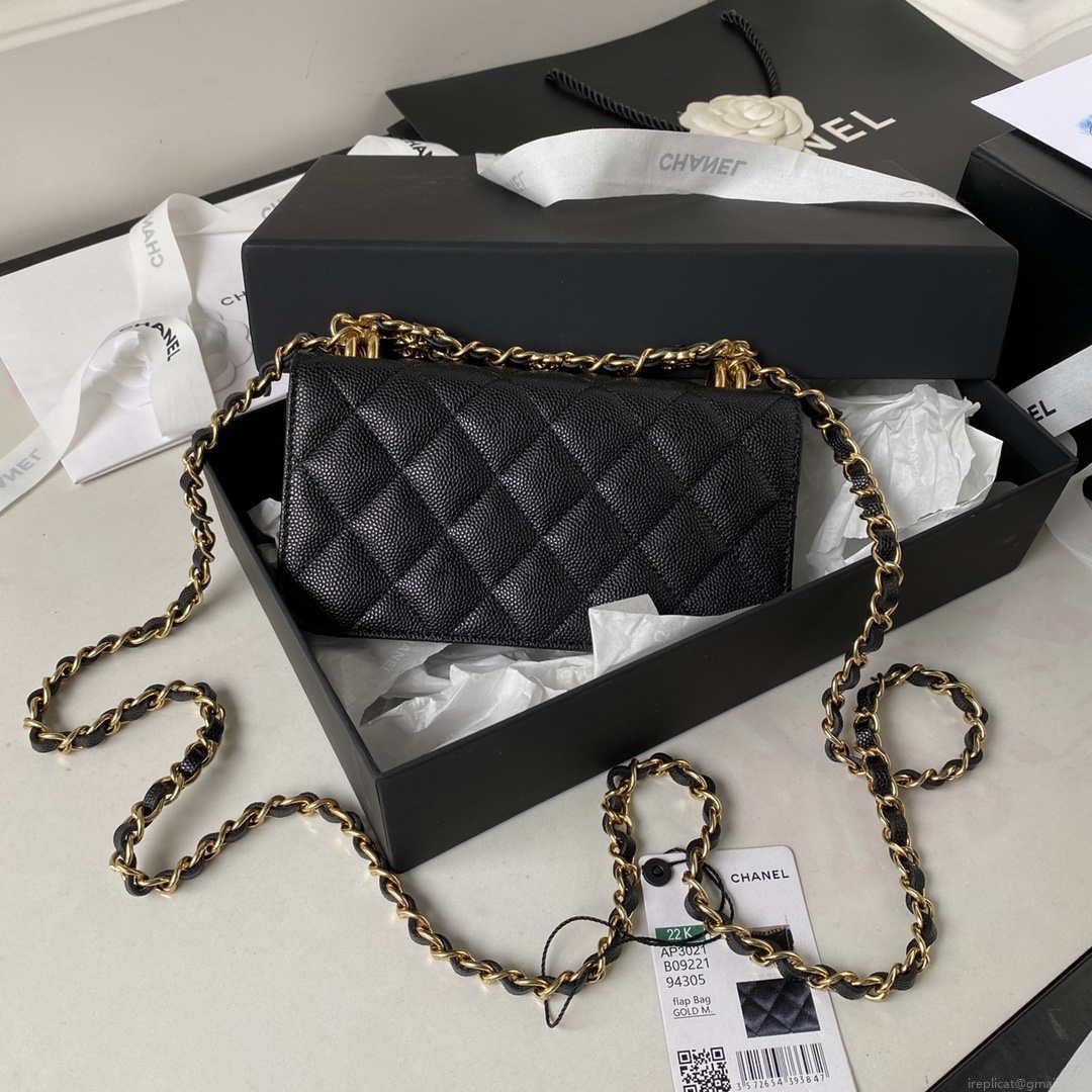 Chanel AP3021 Mini Flap Bag WOC Calfskin Phone bag Black