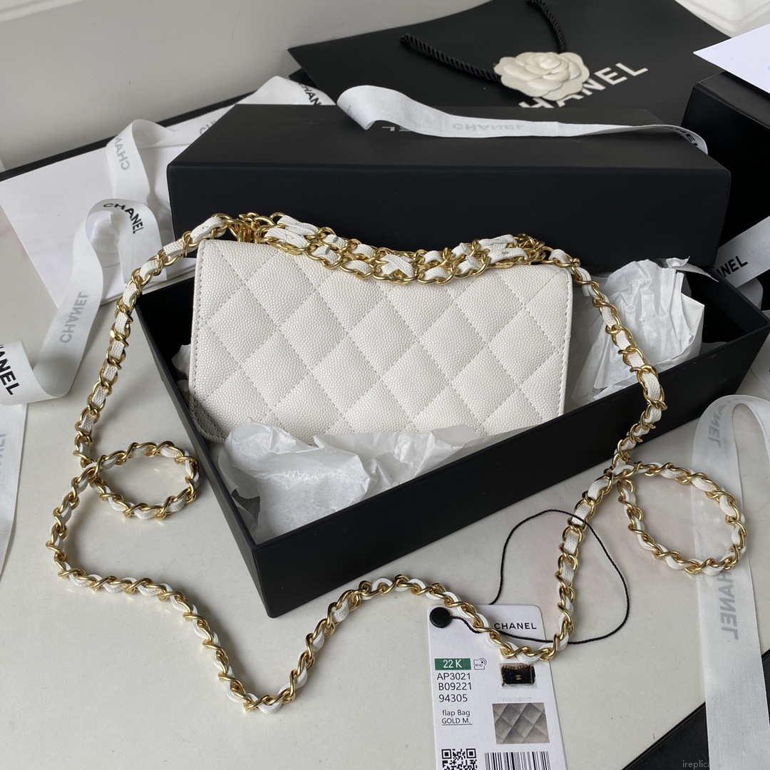 Chanel AP3021 Mini Flap Bag WOC Calfskin Phone bag White