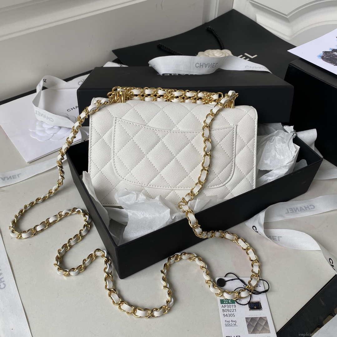 Chanel AP3019 Small Flap Bag WOC Calfskin Phone bag White