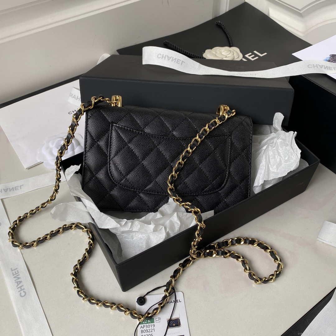 Chanel AP3019 Small Flap Bag WOC Calfskin Phone bag Black