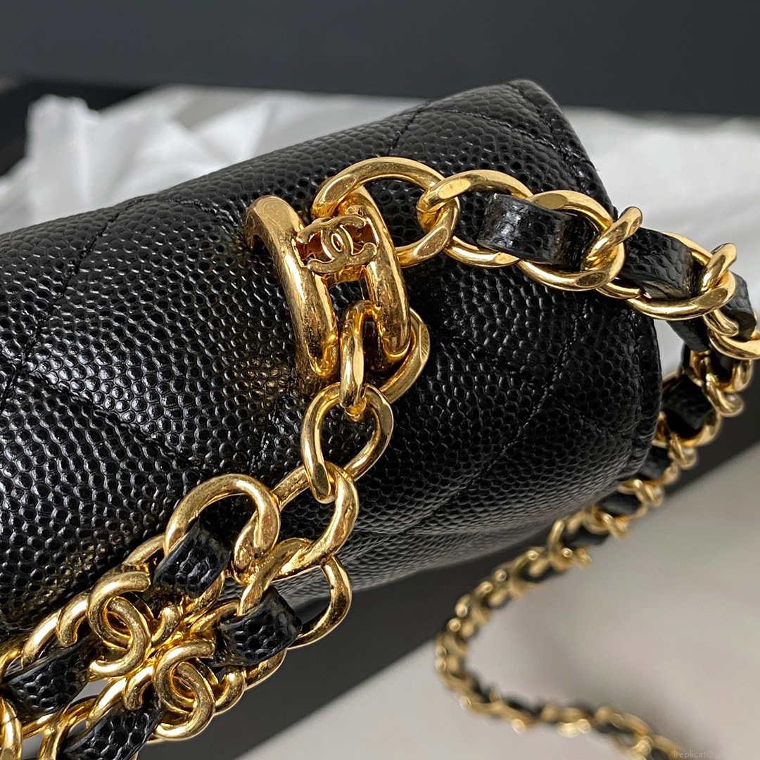 Chanel AP3019 Small Flap Bag WOC Calfskin Phone bag Black