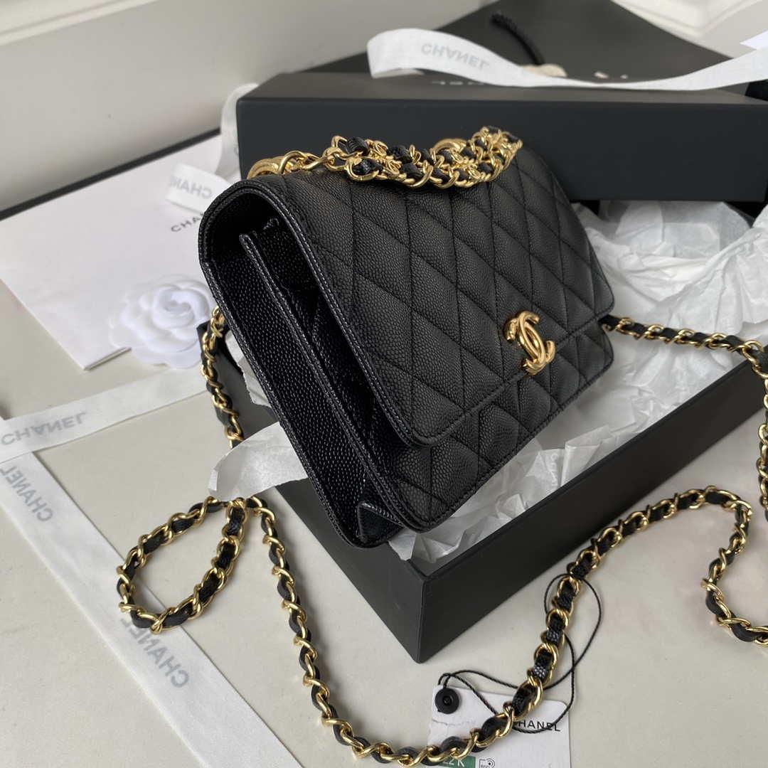 Chanel AP3019 Small Flap Bag WOC Calfskin Phone bag Black