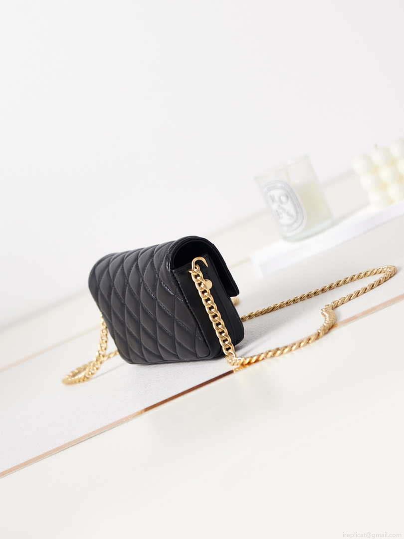 Chanel AP3207 Phone Holder With Chain shiny Lambskin & Gold-Tone Metal black