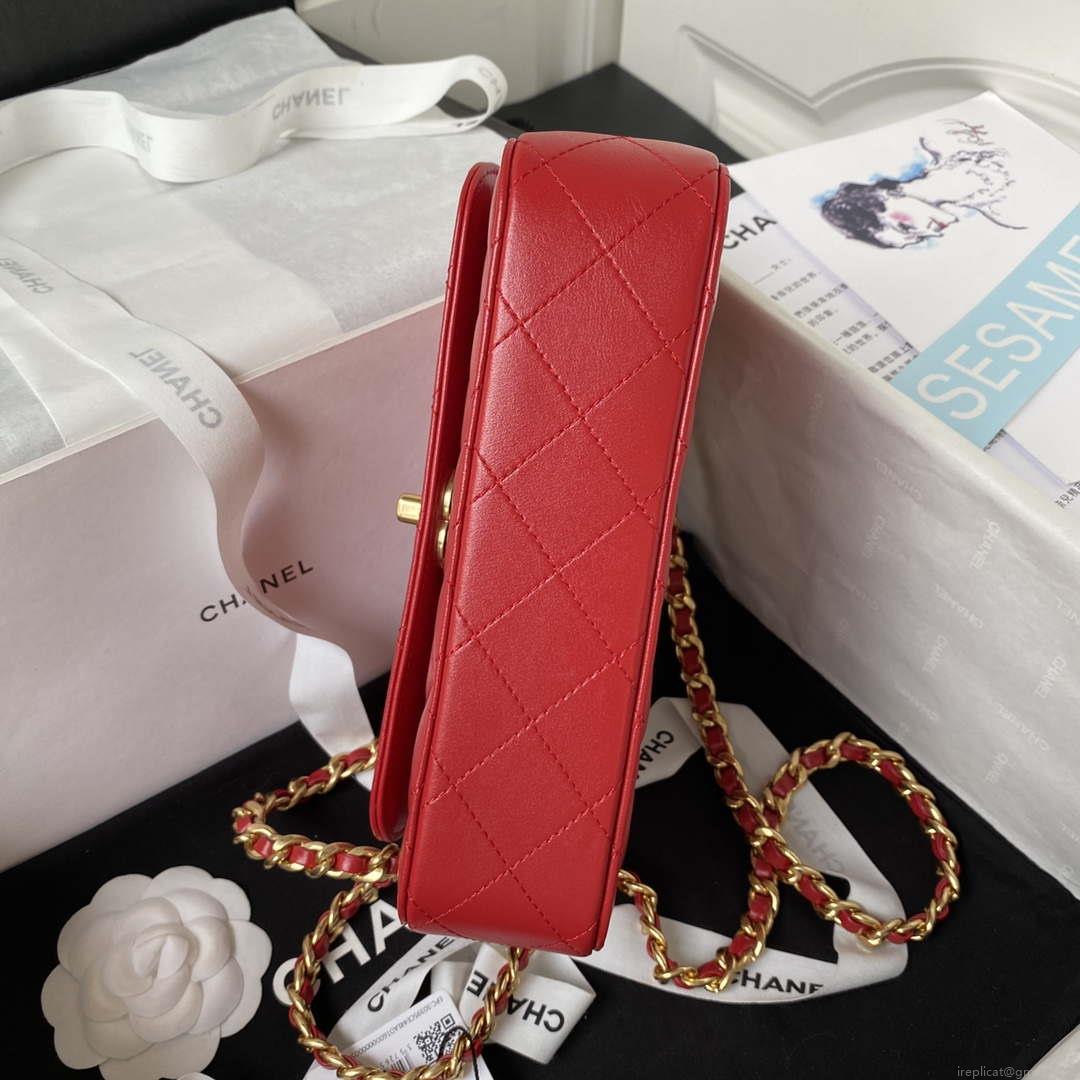 Chanel AS4307 Flap bag with Handle Lambskin Red
