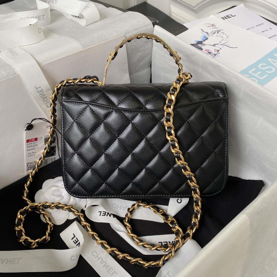 Chanel AS4307 Flap bag with Handle Lambskin Black