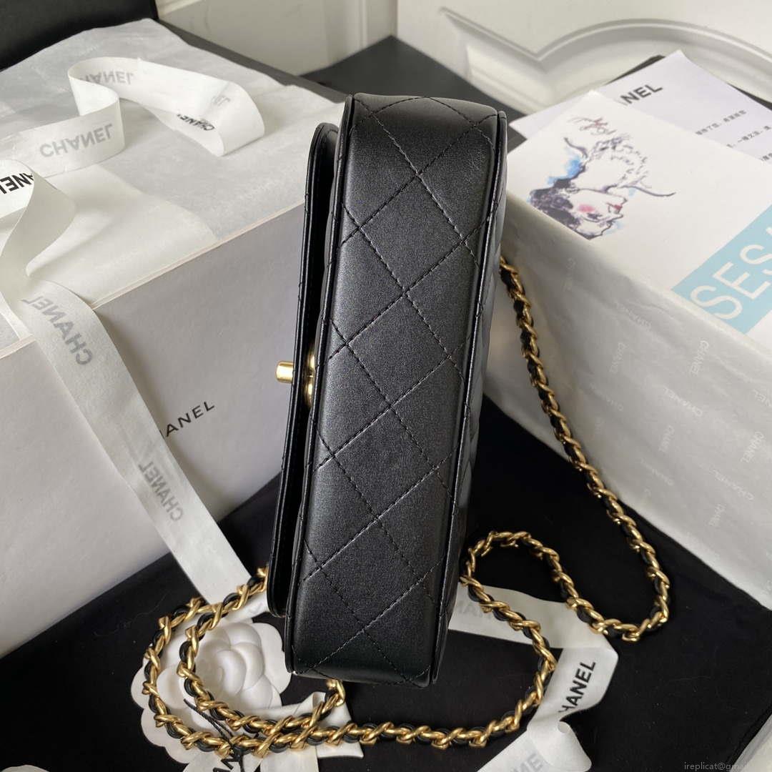 Chanel AS4307 Flap bag with Handle Lambskin Black