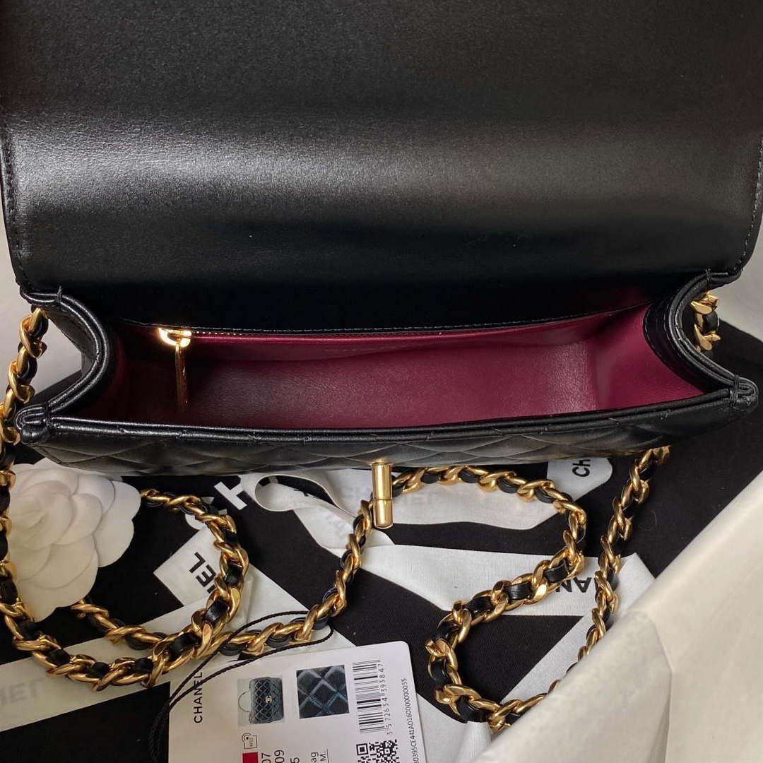 Chanel AS4307 Flap bag with Handle Lambskin Black