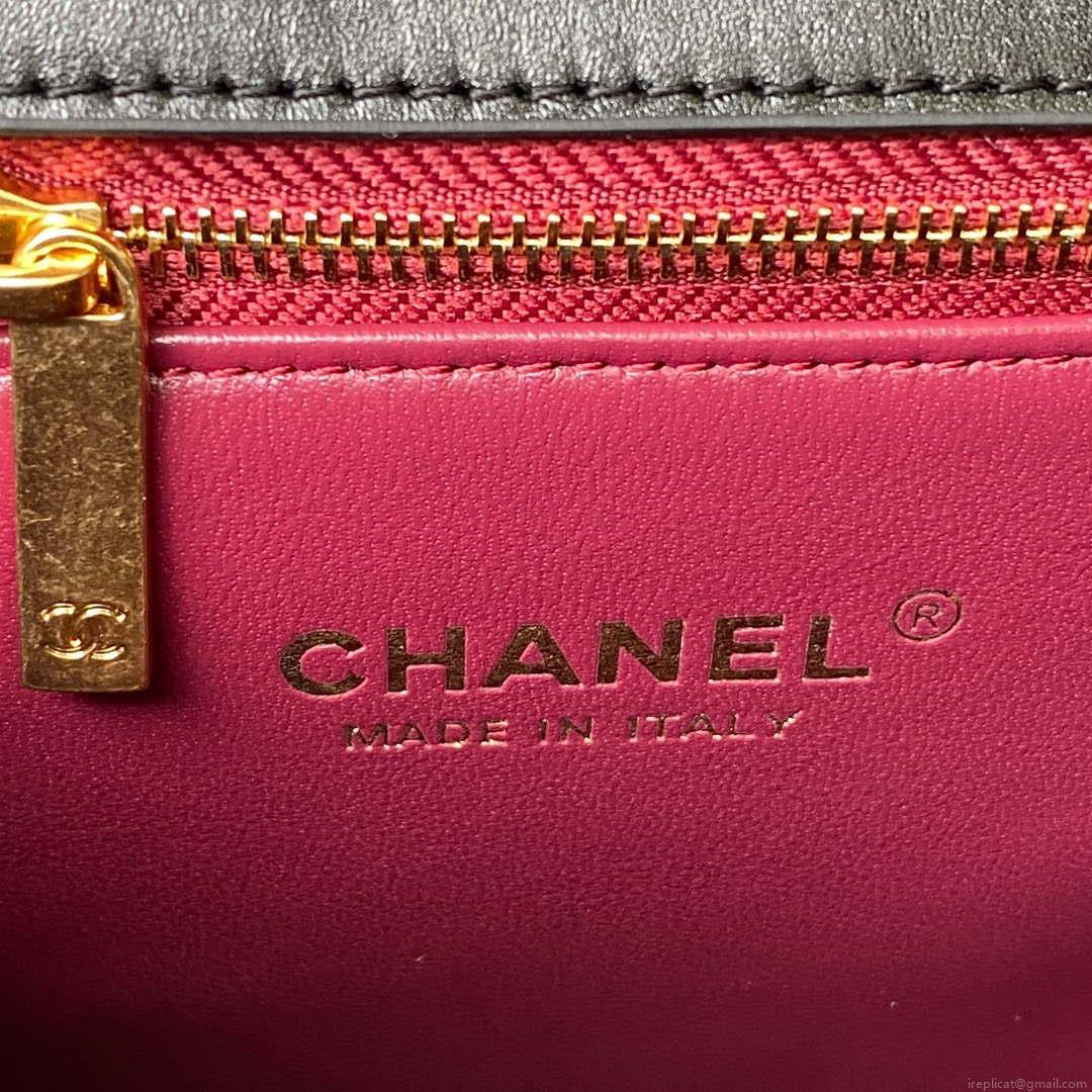 Chanel AS4307 Flap bag with Handle Lambskin Black