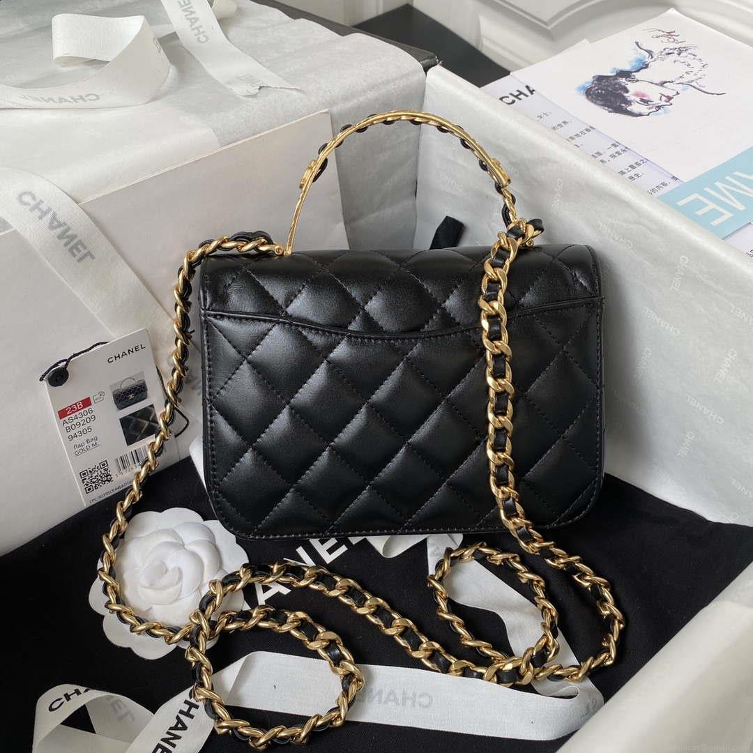Chanel AS4306 Small Flap bag with Handle Lambskin Black