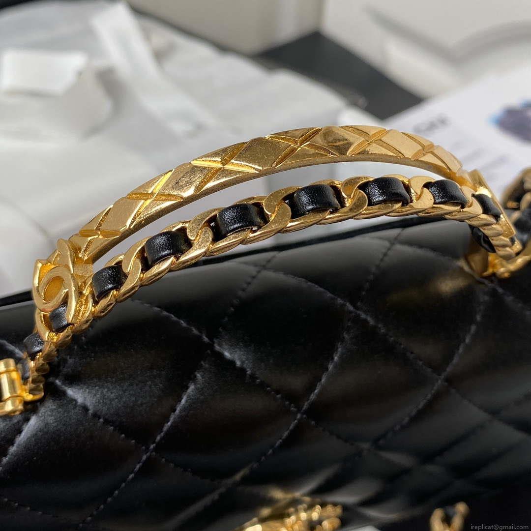 Chanel AS4306 Small Flap bag with Handle Lambskin Black