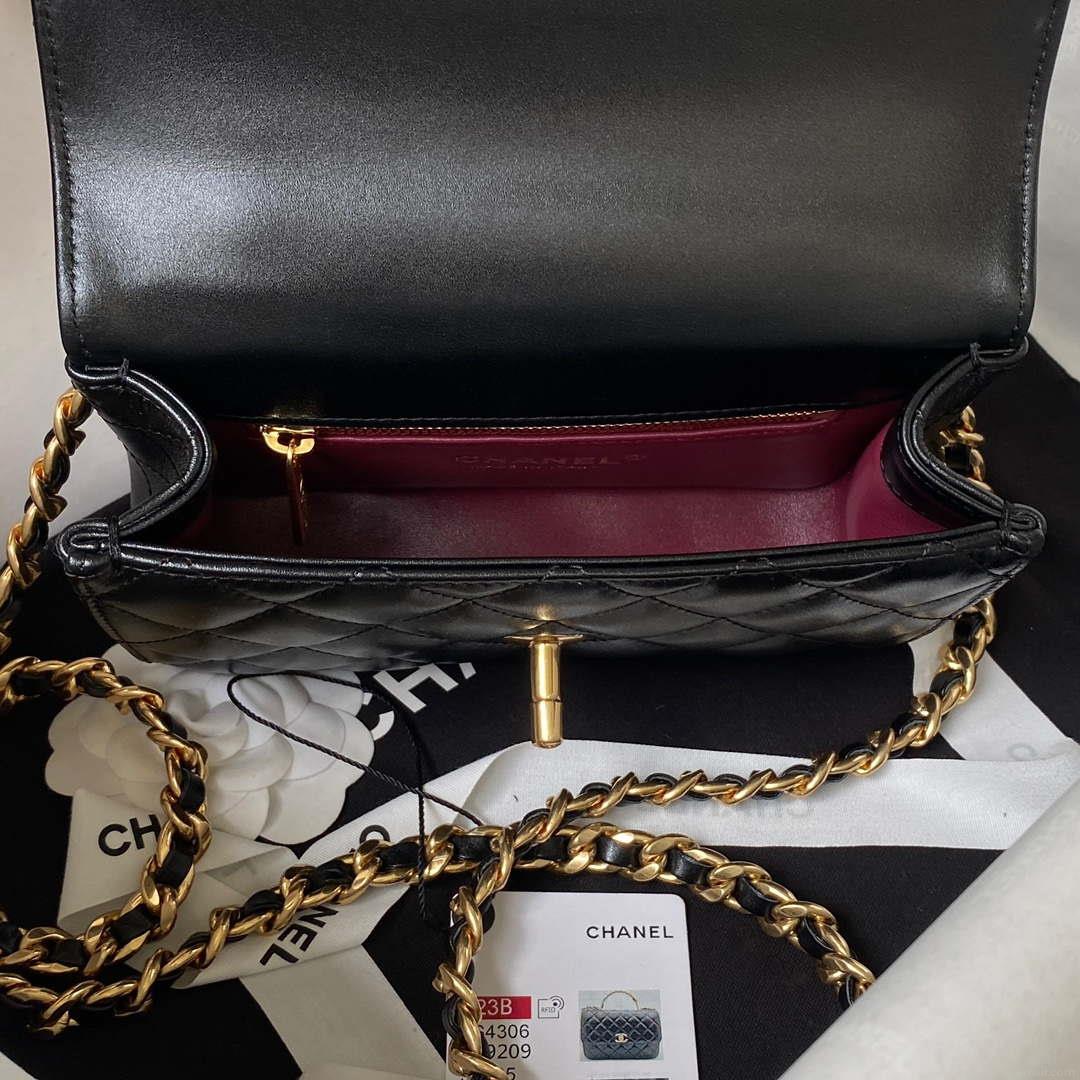 Chanel AS4306 Small Flap bag with Handle Lambskin Black
