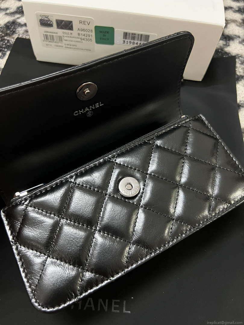 Chanel AP3566 Clutch with Chain Black Shiny Crumpled Calfskin Strass & Ruthenium Finish Metal